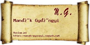 Manák Gyöngyi névjegykártya
