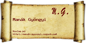 Manák Gyöngyi névjegykártya